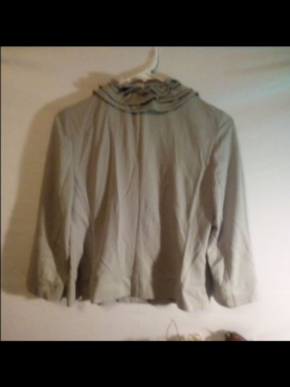 LOFT Light Grey Ruffle-Neck Blazer - Picture 3 of 5